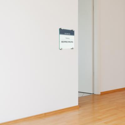 Türschild VITRUM K , Glasschild, Büroschild, Doppelglasschild